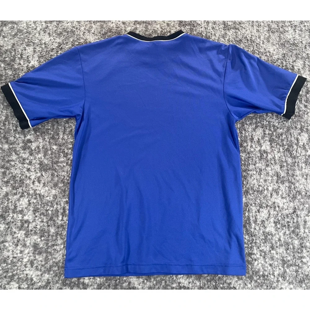 Vintage Adidas T Shirt Mens Medium Blue Black Athletic Short Sleeve Tee